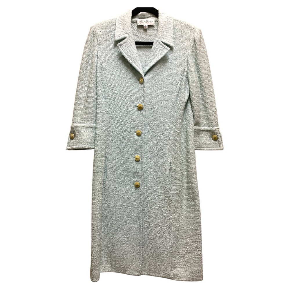 St. John Collection Mint Green Knit Duster Button Down Coat Size 6